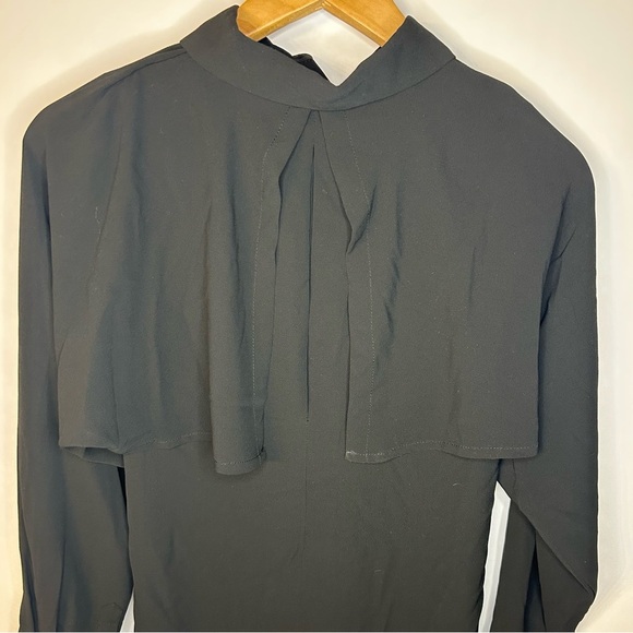 *NWT* Alton Gray Black Button Down Collar Blouse, Sz XS, Cape Detail Top, Shirt - Picture 7 of 11